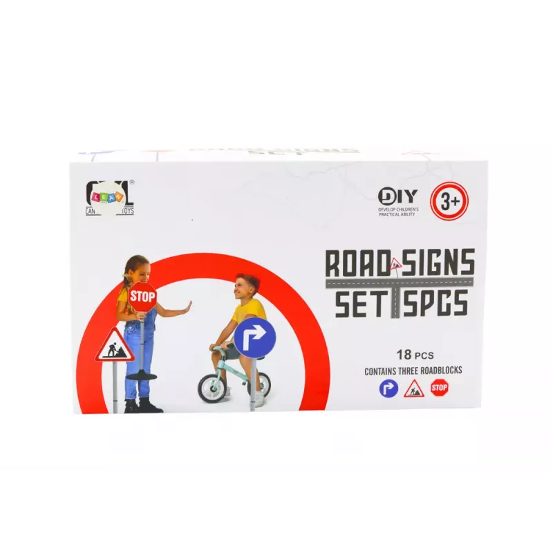 LEAN TOYS Set educativo señales de carretera grandes 76 cm 3 piezas