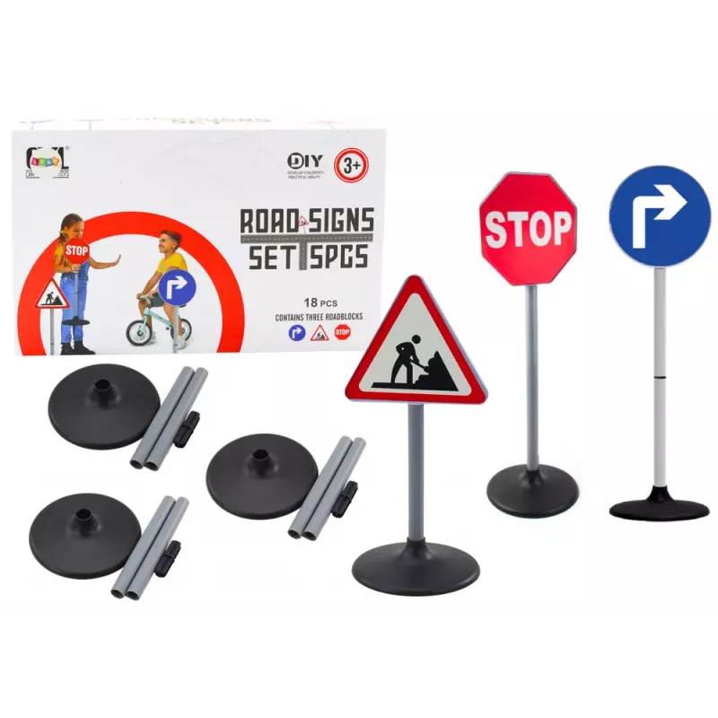 LEAN TOYS Set educativo señales de carretera grandes 76 cm 3 piezas