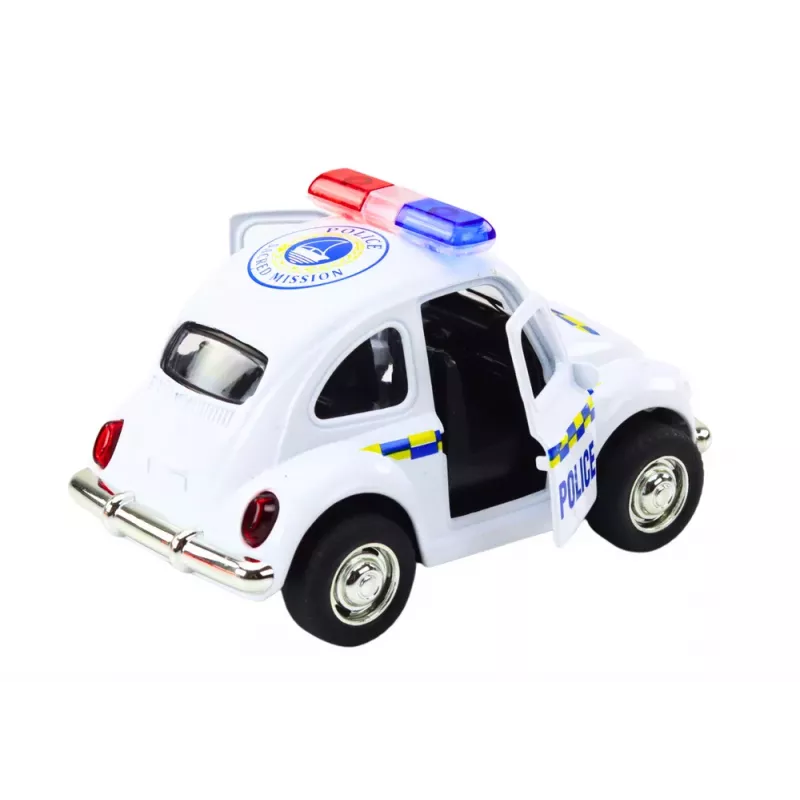 LEAN TOYS Coche de policía clásico 1:38 propulsión luces sonidos blanco