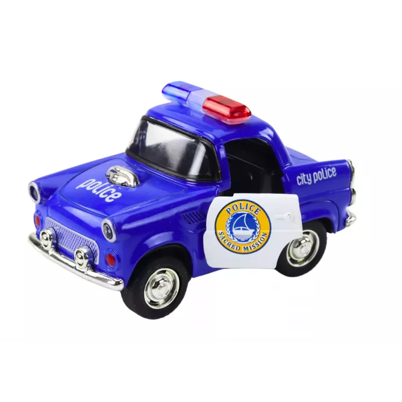 LEAN TOYS Coche de policía clásico 1:38 propulsión luces sonidos azul