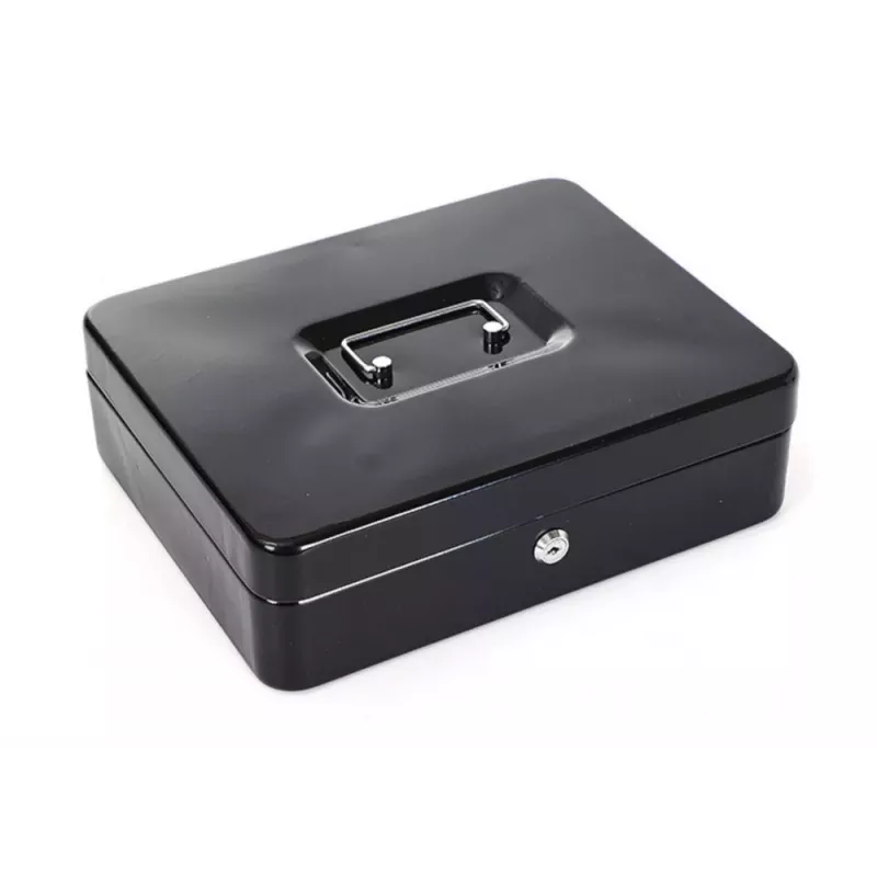LEAN Caja registradora de metal con compartimentos 2 llaves negra