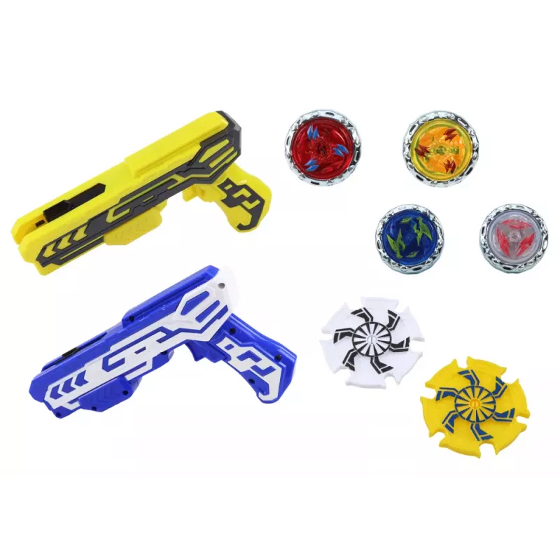 LEAN TOYS Lanzador de pistola set 4 discos metálicos luces azules y amarillas