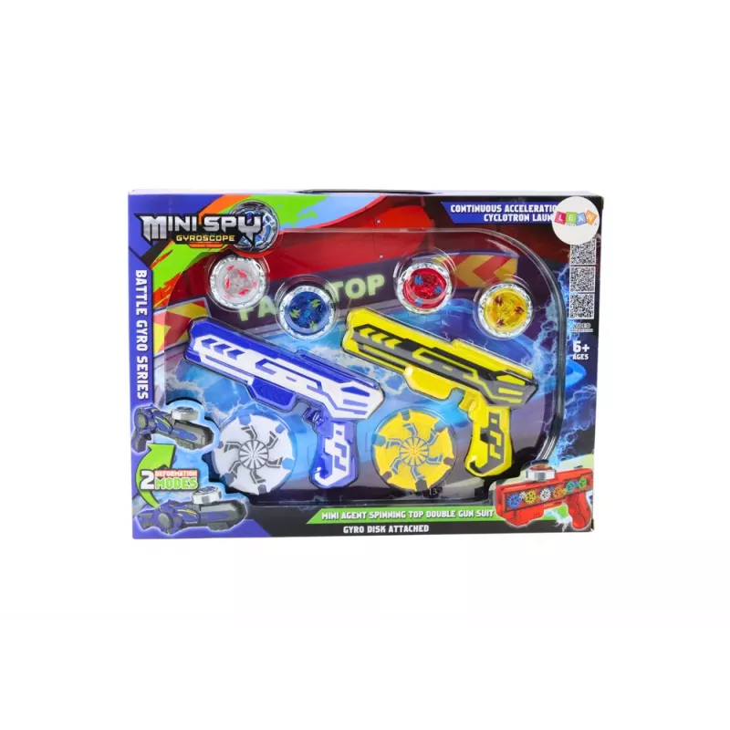 LEAN TOYS Lanzador de pistola set 4 discos metálicos luces azules y amarillas
