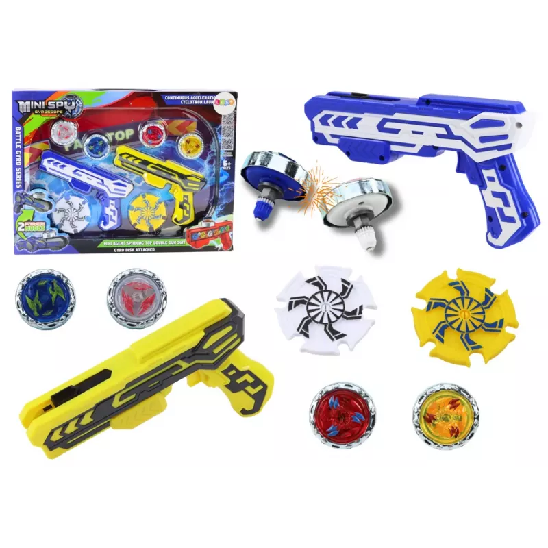 LEAN TOYS Lanzador de pistola set 4 discos metálicos luces azules y amarillas