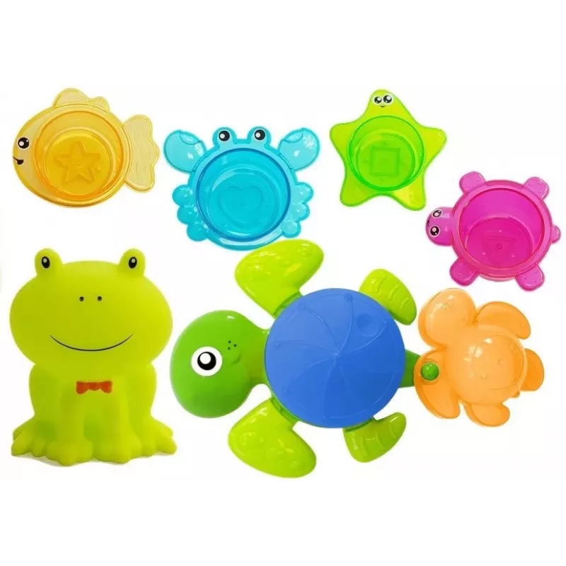 LEAN TOYS Kit de baño Turtles estrella de mar plástico cascada