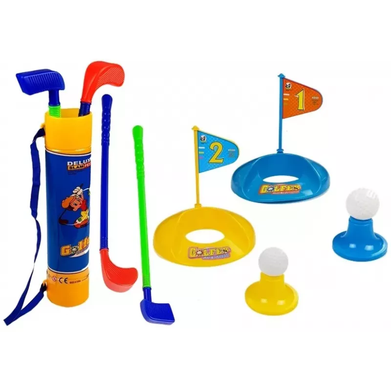 LEAN TOYS Set de golf infantil con palos, hoyos, banderas y bolas