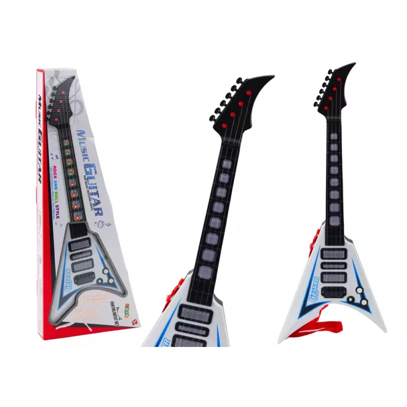 LEAN TOYS Guitarra eléctrica para niños con luces y melodías blanca