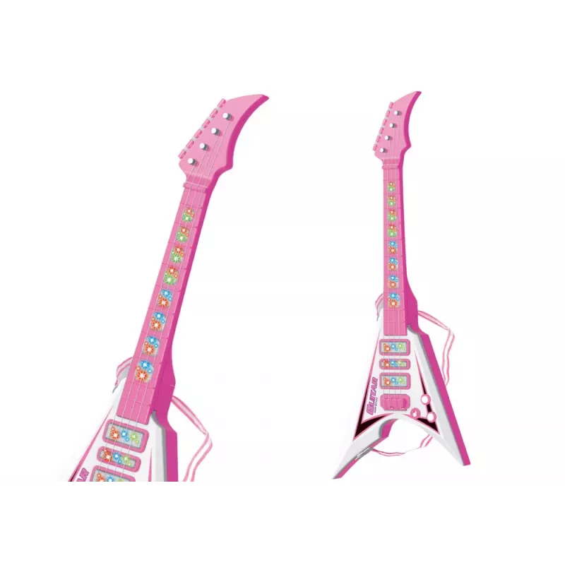 LEAN TOYS Guitarra eléctrica para niños con luces y melodías rosa