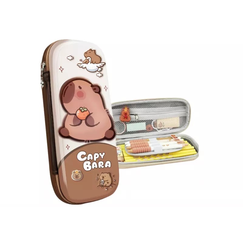LEAN Estuche escolar con capibara marrón