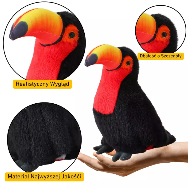 LEAN TOYS Peluche mascota de tucán rojo 35 cm