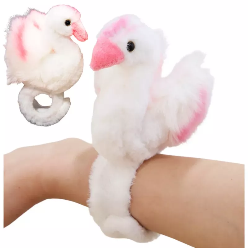 LEAN TOYS Pulsera de muñeca mascota de cisne de peluche blanco