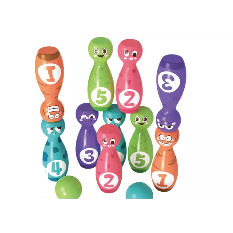LEAN TOYS Set de bolos bolas smiley de colores 10 uds.