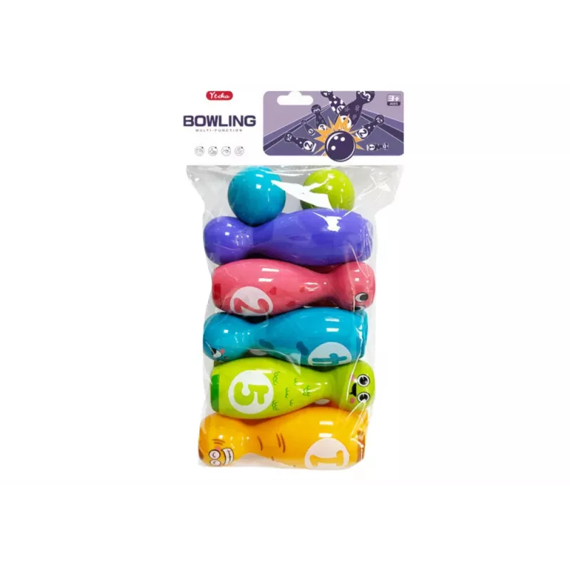 LEAN TOYS Set de bolos bolas smiley de colores 10 uds.