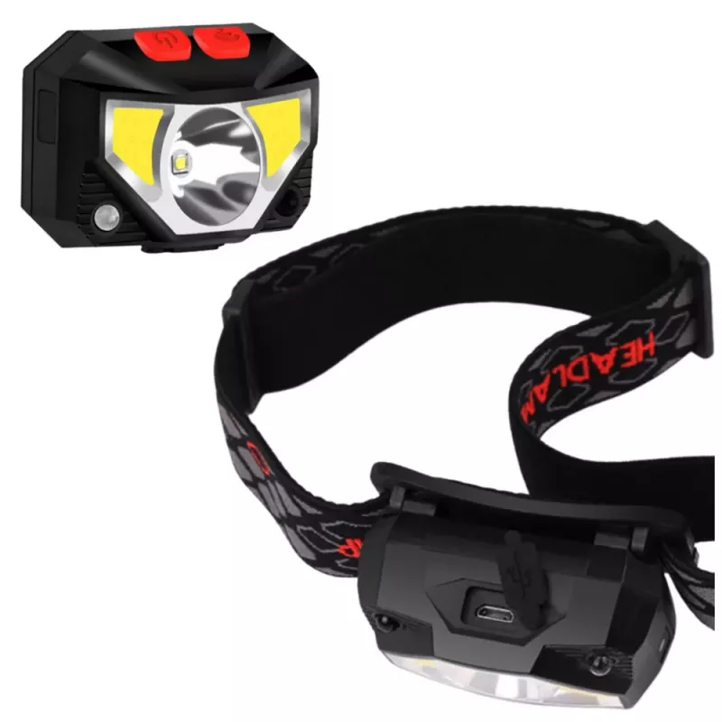 LEAN Linterna frontal LED con sensor de movimiento, 6 modos de iluminación