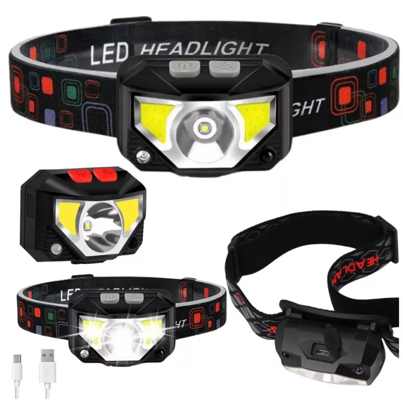 LEAN Linterna frontal LED con sensor de movimiento, 6 modos de iluminación