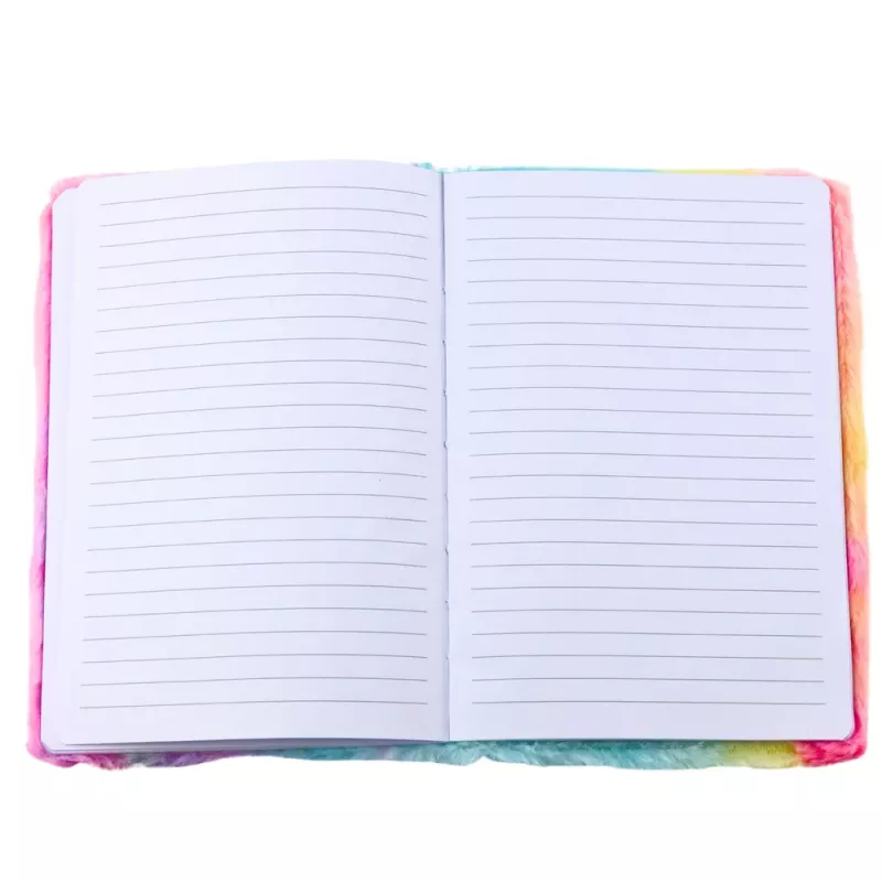 LEAN Cuaderno de felpa rayado con unicornio 3D multicolor
