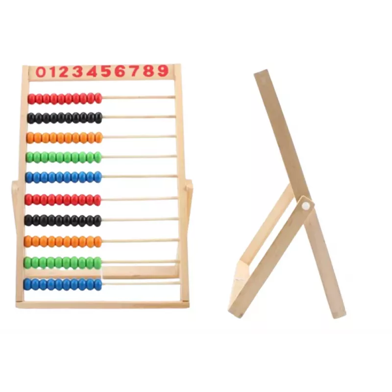 LEAN TOYS Ábaco escolar de madera con cuentas de colores