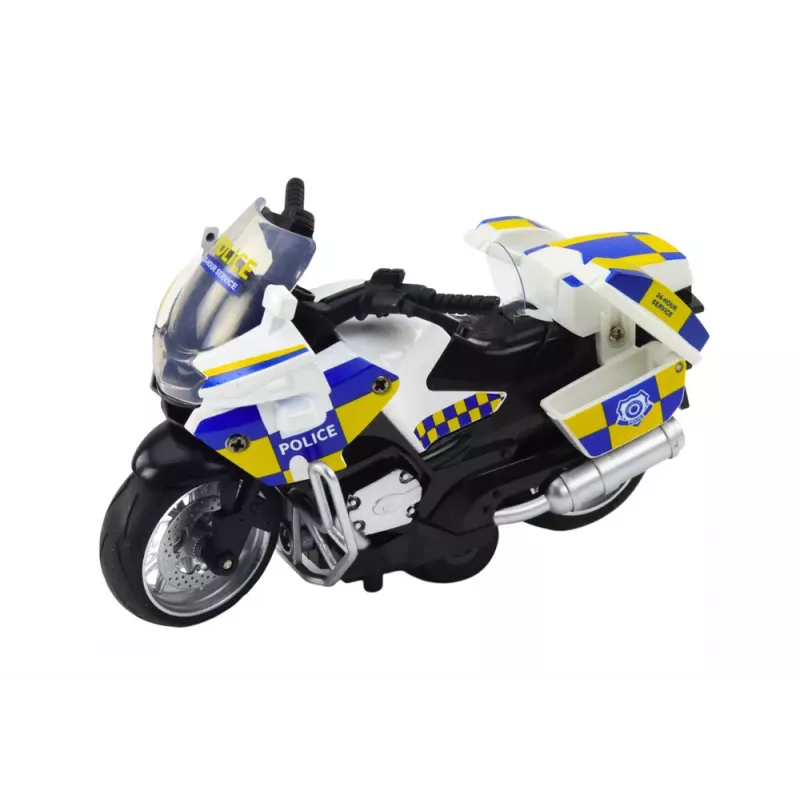 LEAN TOYS Moto de policía con fricción, luz y sonido a pilas