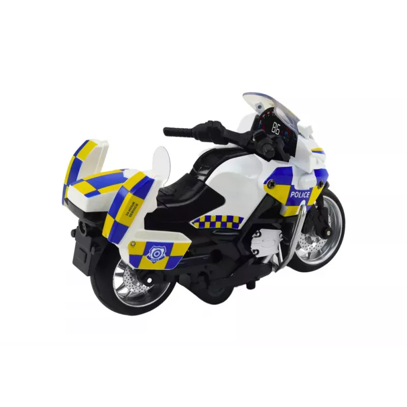 LEAN TOYS Moto de policía con fricción, luz y sonido a pilas