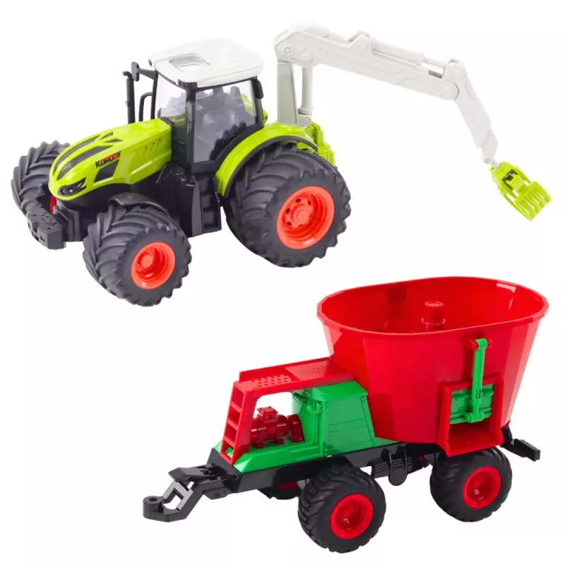LEAN TOYS Tractor agrícola con sembradora y cuchara giratoria radiocontrol 2.4G