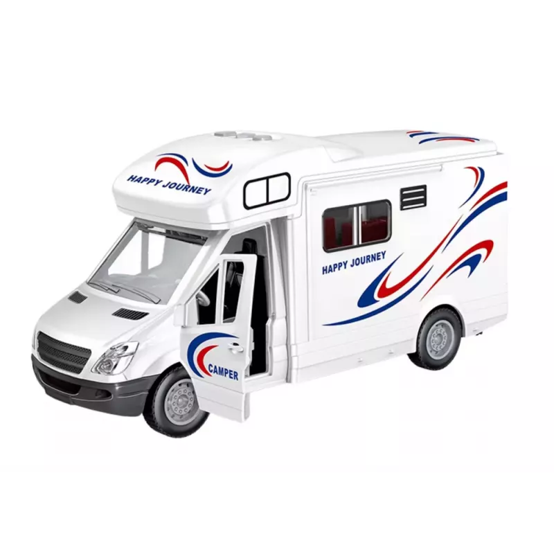 LEAN TOYS Autocaravana blanca luces sonidos puertas que se abren