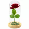 LEAN Rosa eterna en cúpula de cristal con iluminación LED roja 21x11cm