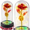 LEAN Rosa eterna en cúpula de cristal con iluminación LED roja 21x11cm