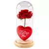 LEAN Rosa eterna en cúpula con iluminación LED roja con corazón 18,5x8 cm