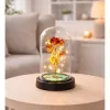 LEAN Rosa eterna de cristal en cúpula con iluminación LED roja 21x11cm