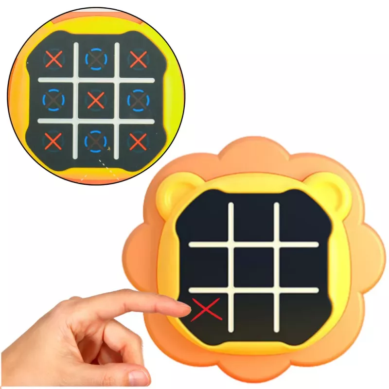 LEAN TOYS Juego electrónico 3en1 tres en raya memory león naranja