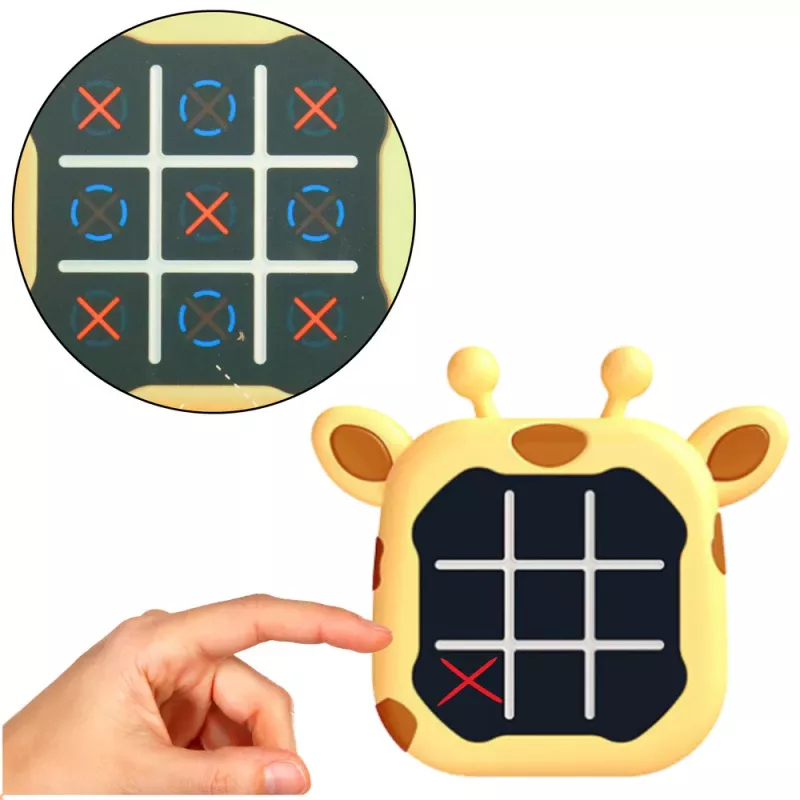 LEAN TOYS Juego electrónico 3en1 tres en raya memory jirafa amarilla