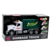LEAN TOYS Camión de basura con contenedores, luz y sonido, verde, escala 1:14