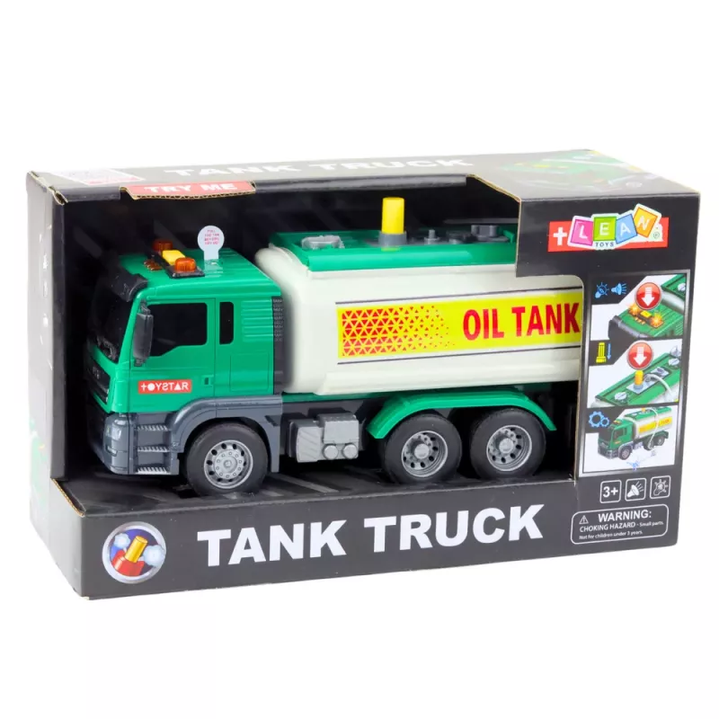 LEAN TOYS Camión cisterna de agua luces sonidos verde 1:14