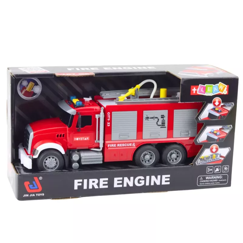 LEAN TOYS Camión de bomberos agua luces sonidos rojo 1:14