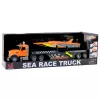 LEAN TOYS Camión con lancha motora de cuerda, luces y sonidos, naranja set