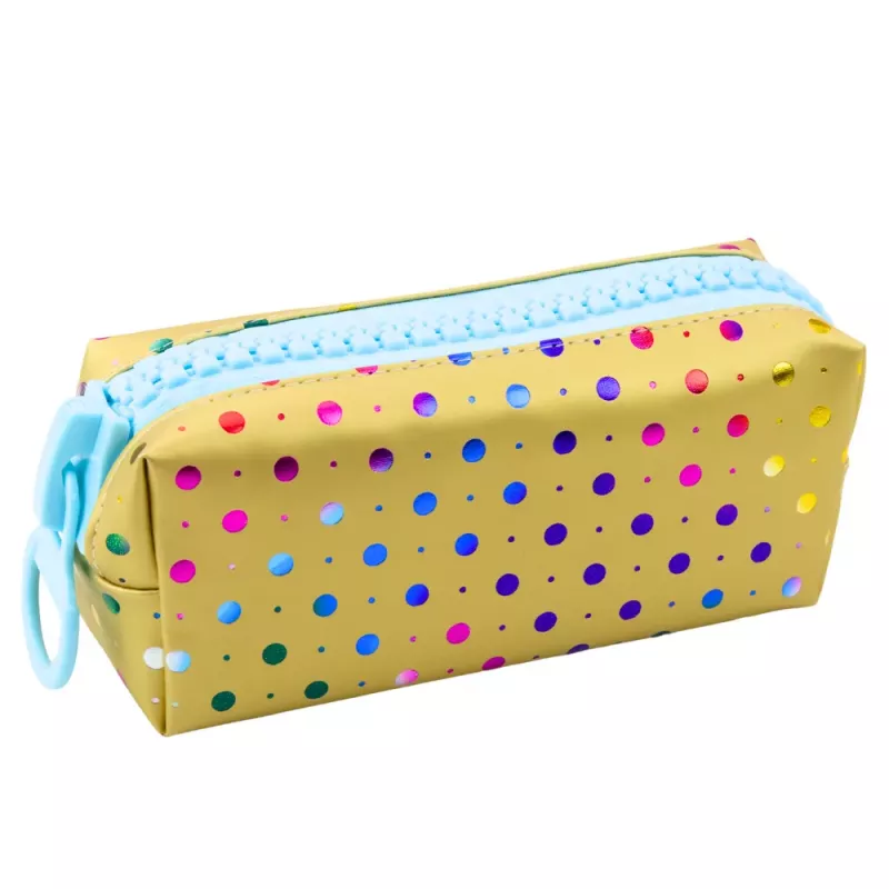 LEAN Estuche escolar organizador Colorful Dots Grande Cremallera Dorado 21x8cm