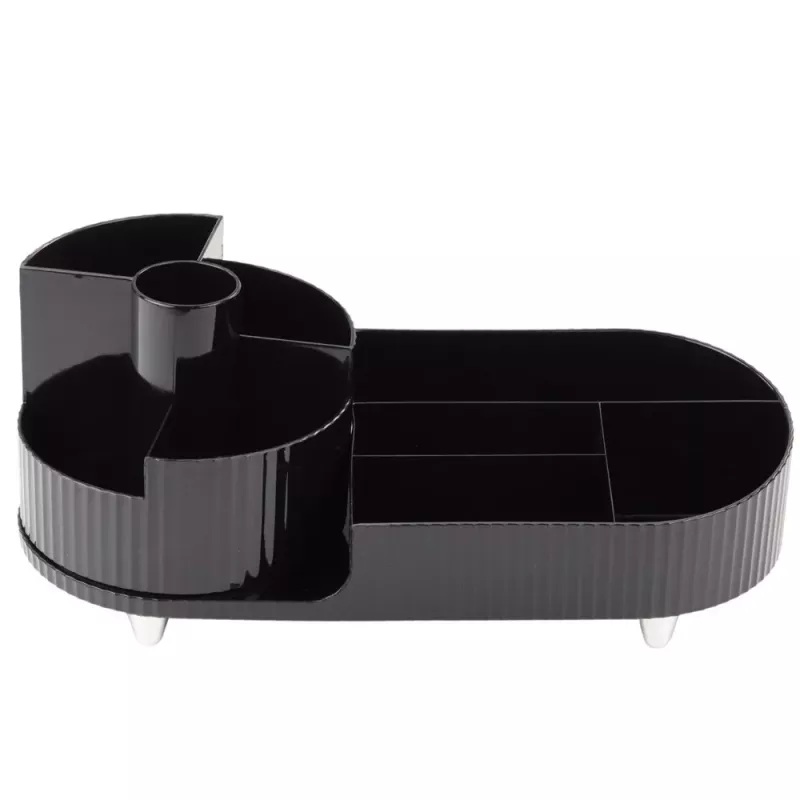 LEAN Organizador multifuncional para cosméticos, escritorio, giratorio, espacioso, negro