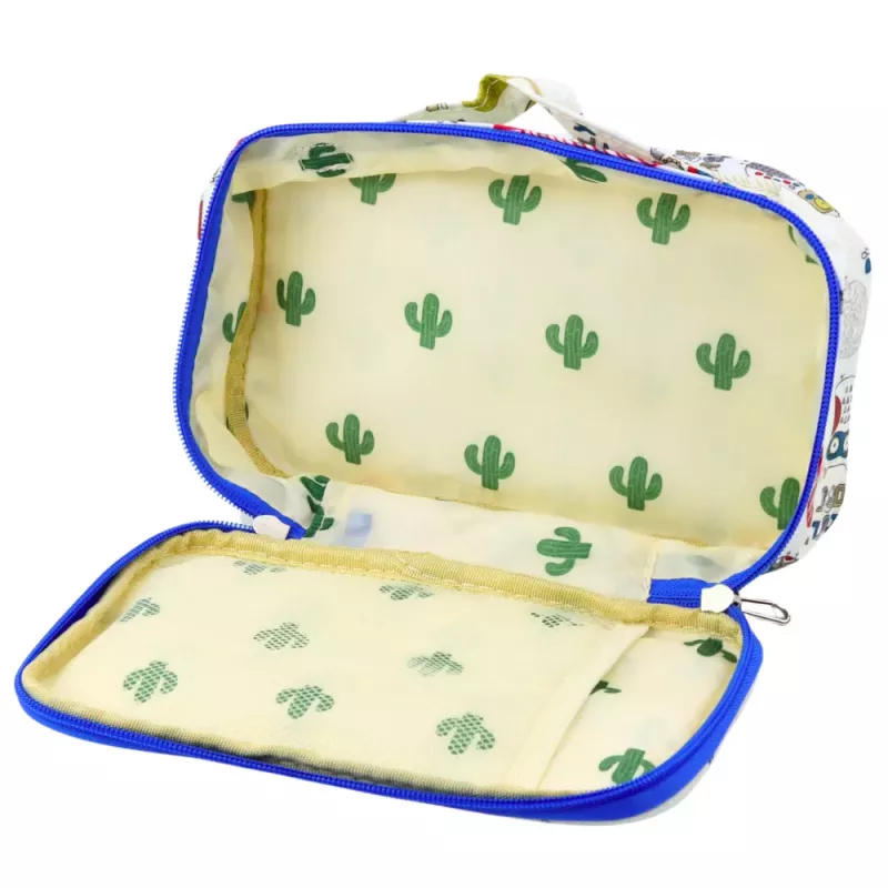 LEAN Estuche escolar organizador espacioso bolsillo adicional Búhos Blanco 21.5cm