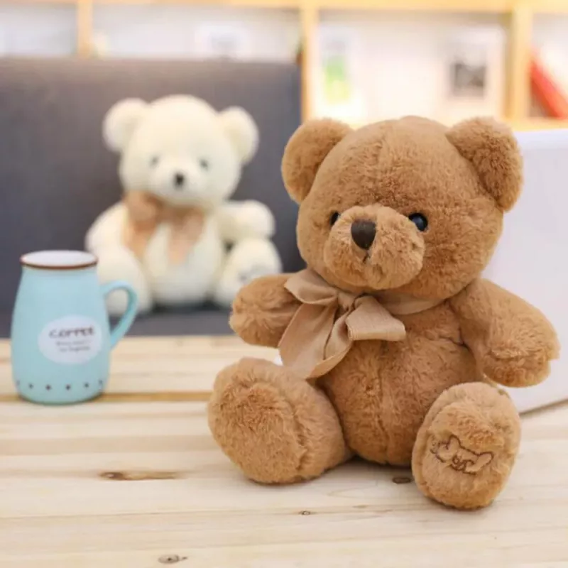 LEAN TOYS Mascota de peluche Oso de peluche grande con lazo Marrón 40cm