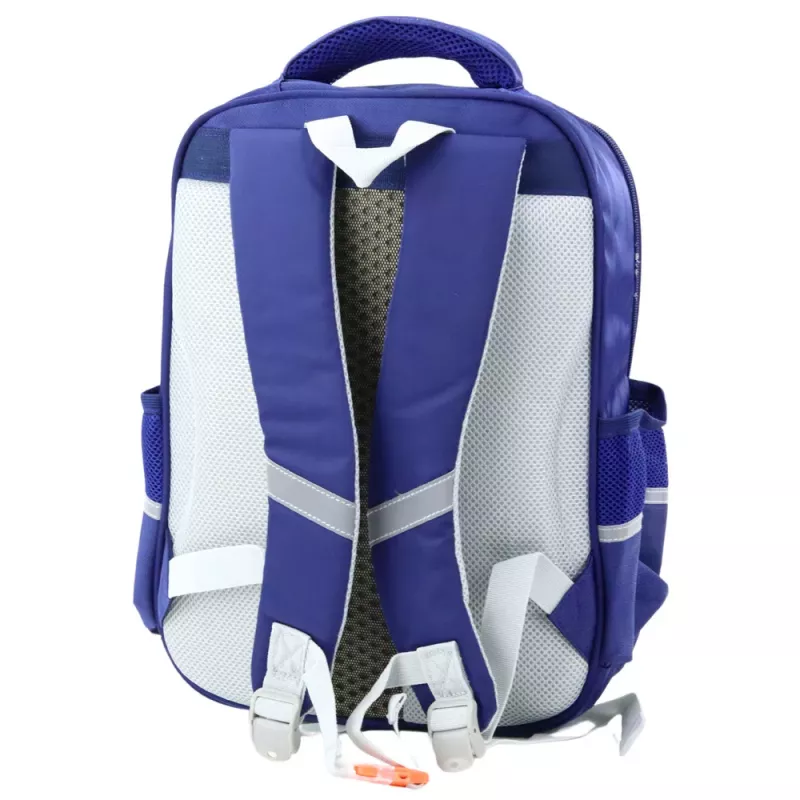 LEAN Mochila escolar con parches de dinosaurios y correa pectoral, Azul marino, 39x27x15 cm