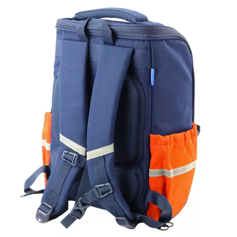 LEAN Mochila escolar con correa pectoral de dinosaurios Azul marino 22L