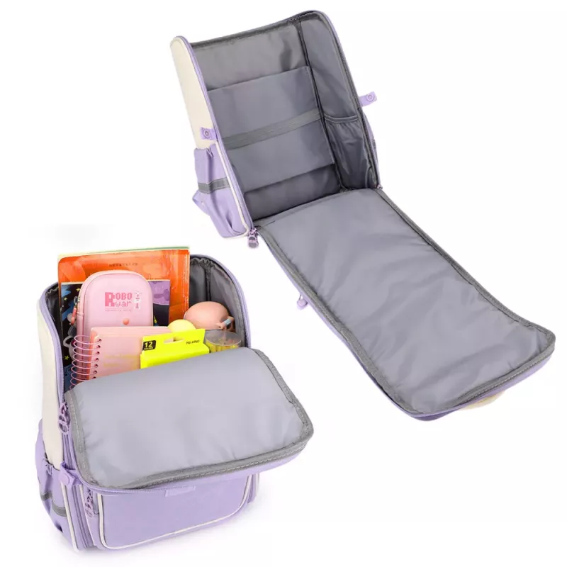 LEAN Mochila escolar con correa pectoral de conejos Pastel 21L