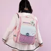 LEAN Mochila escolar con correa pectoral de conejos Pastel 21L