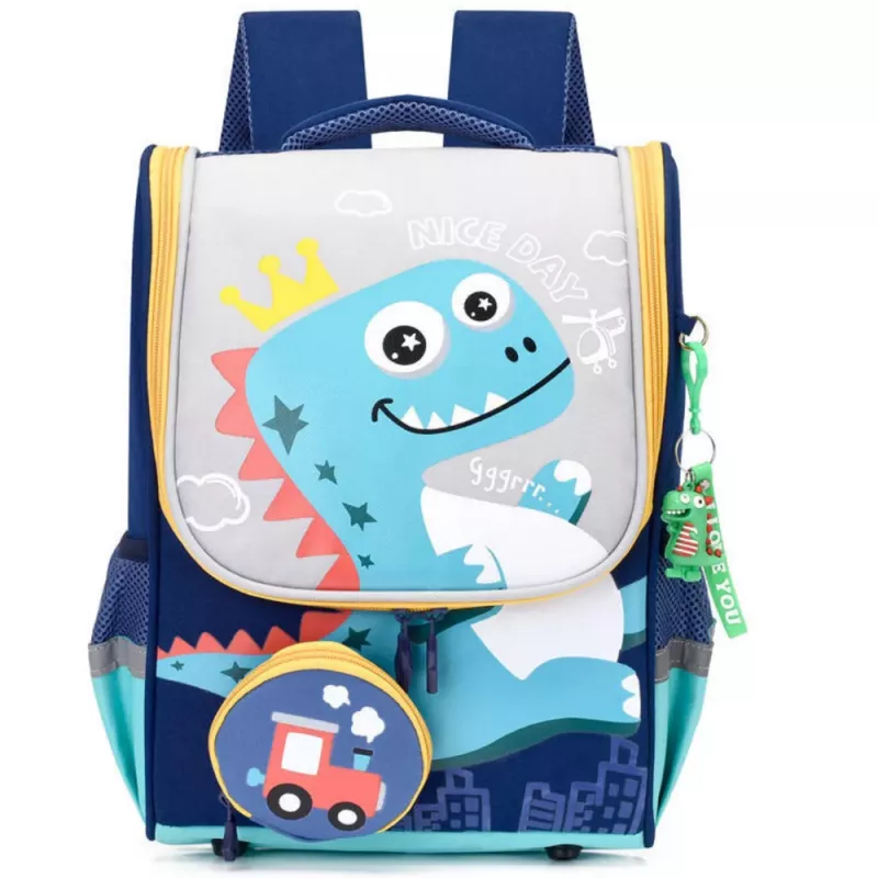 Mochila escolar LEAN Dinosaurio con colgante de locomotora 21L