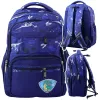 Mochila escolar LEAN parche dinosaurio T-Rex correa de pecho azul marino 20L