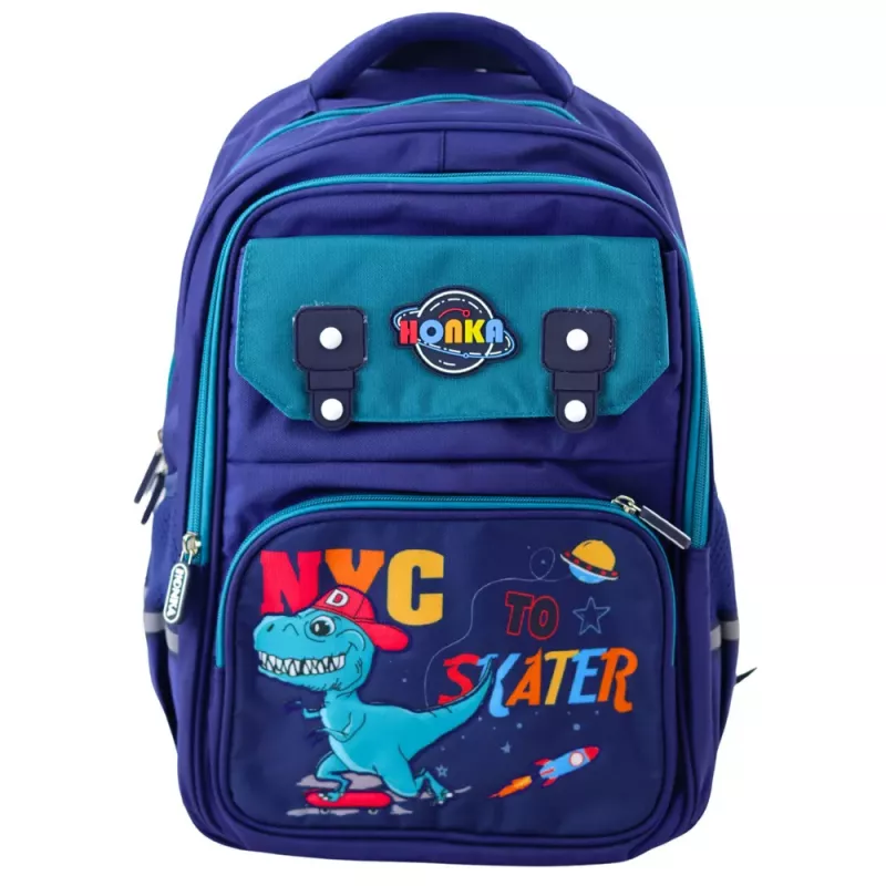 Mochila escolar infantil LEAN dinosaurio azul 41x30x16 cm