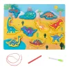 LEAN TOYS Puzzle de madera imanes enhebrado dinosaurio