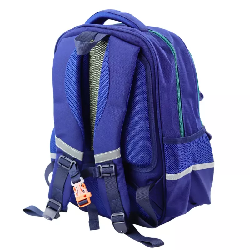 Mochila escolar infantil LEAN con correa de pecho, azul marino verde, 20L, 38cm
