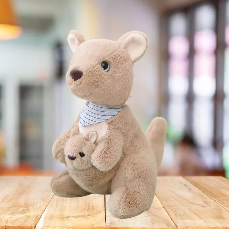 LEAN TOYS Mascota de peluche canguro con cría 23cm