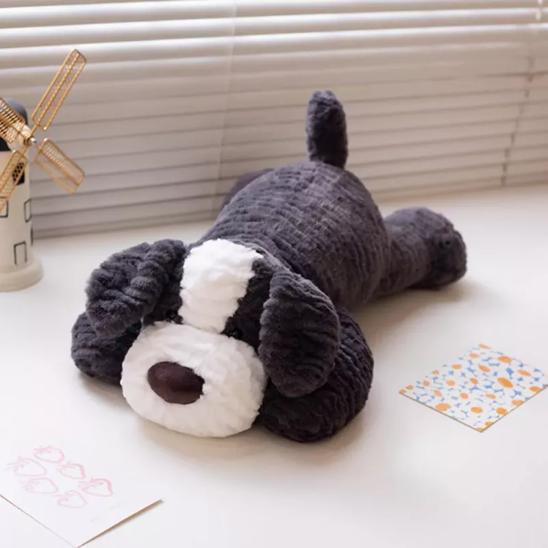LEAN TOYS Mascota de peluche perro gris oscuro 30cm